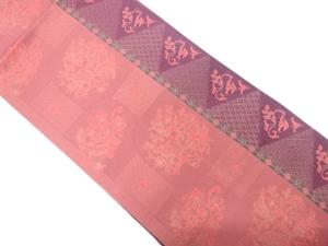 華紋に鳳凰・幾何学模様織り出し　名古屋帯